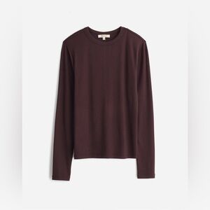 Madewell Women’s Drapey Rib Long-Sleeve Tee in Dark Carob- SZ Med